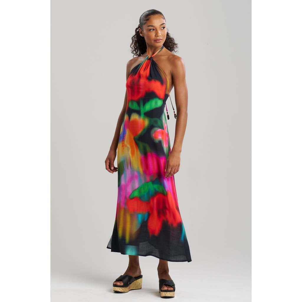 Natori Floral Mirage Printed Halter Dress In Multi