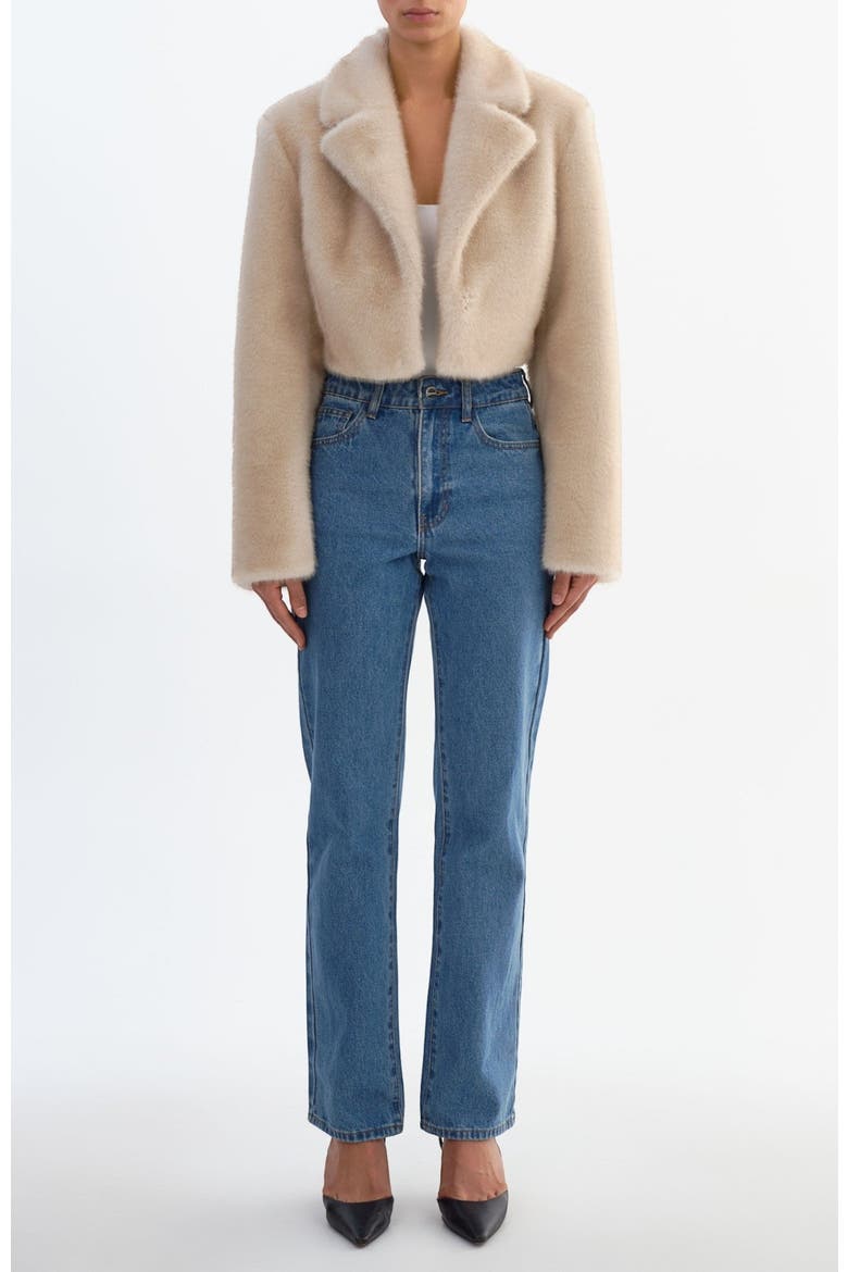 CARLIE | Faux Fur Cropped Blazer, Alternate, color, Angora