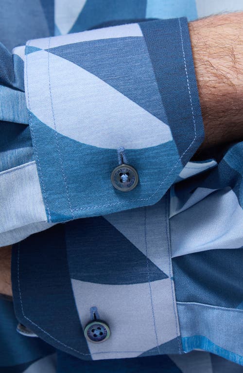 Bugatchi Julian Shaped Fit Abstract Print Button-up Shirt In Cobalt