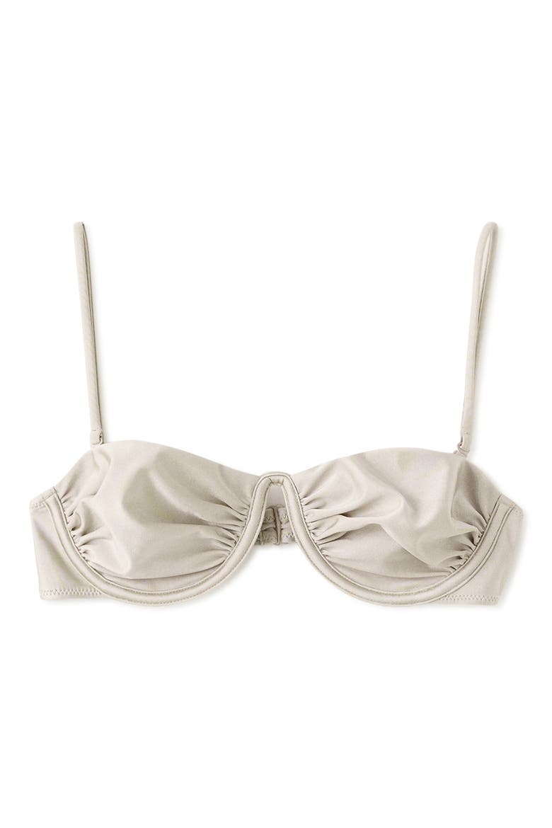 Shiny Bikini Top, Main, color, LIGHT/ PASTEL GREY