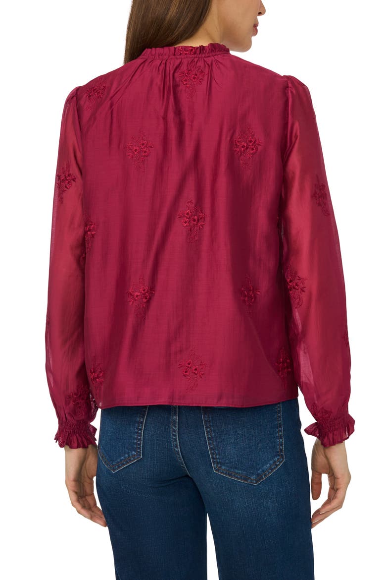 Embroidered Ruffle Neck Top, Alternate, color, VIVID PLUM