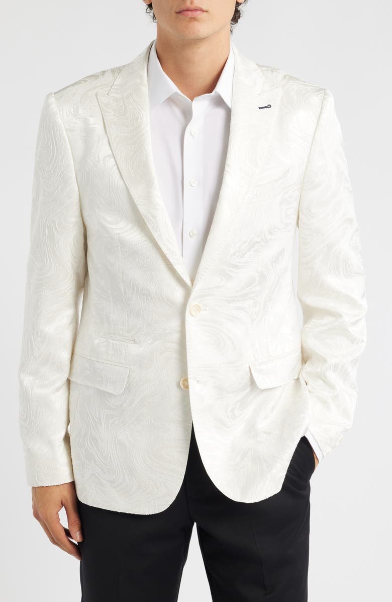 Siragusa Ivory Stretch Jacquard Dinner Jacket, Main, color, Beige/ Cream