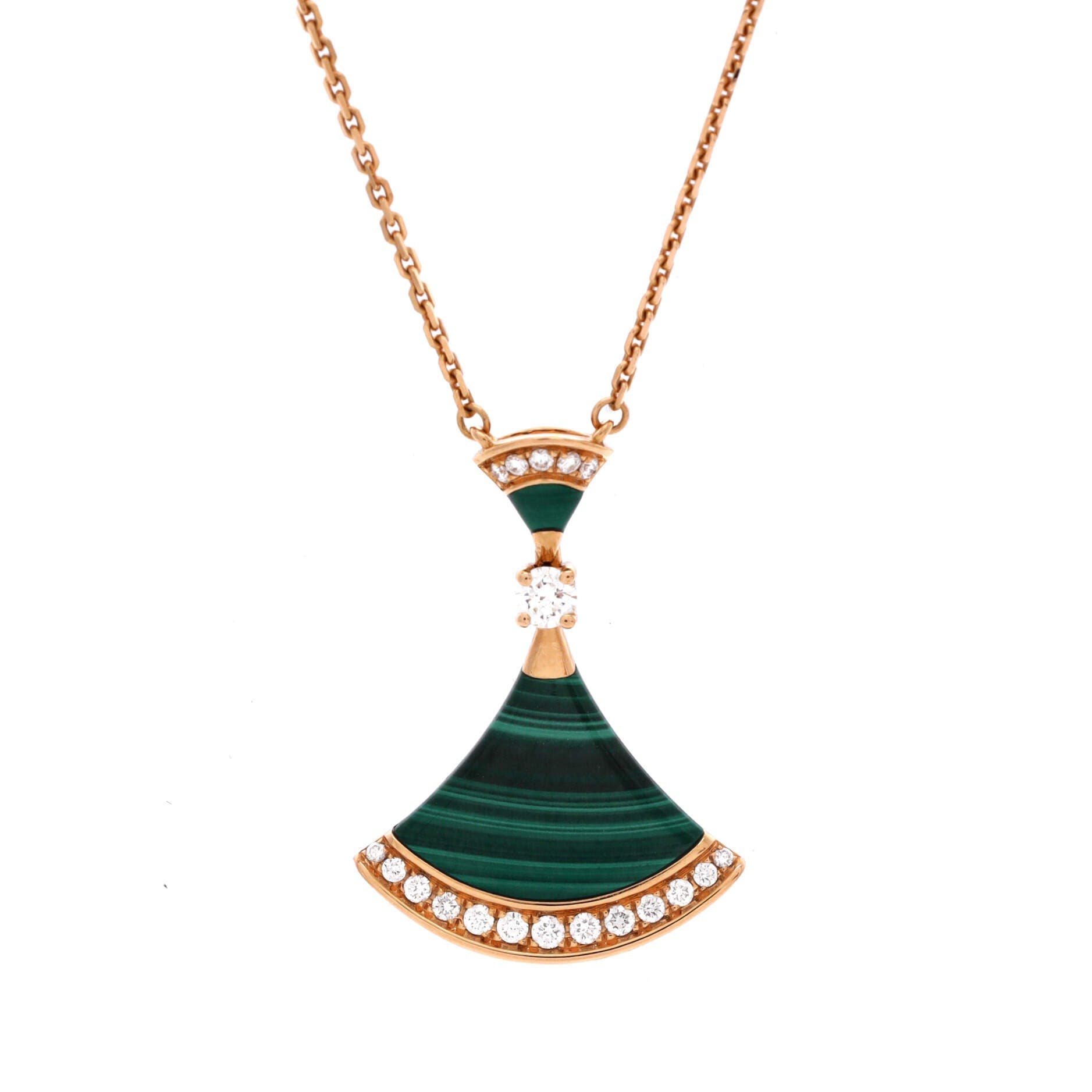 Divas' Dream Pendant Necklace 18K Rose Gold with Malachite and Diamonds Large, Main, color, Metallic Gold