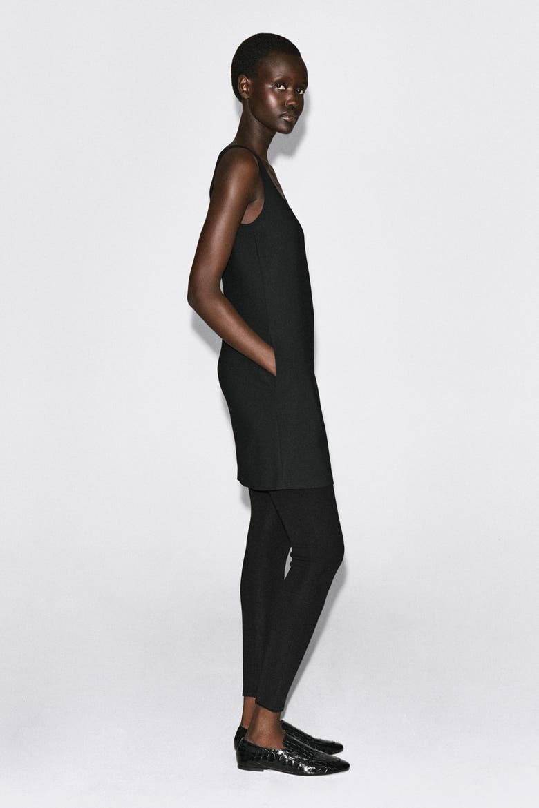 Square-Neck Crepe-Jersey Dress, Alternate, color, BLACK