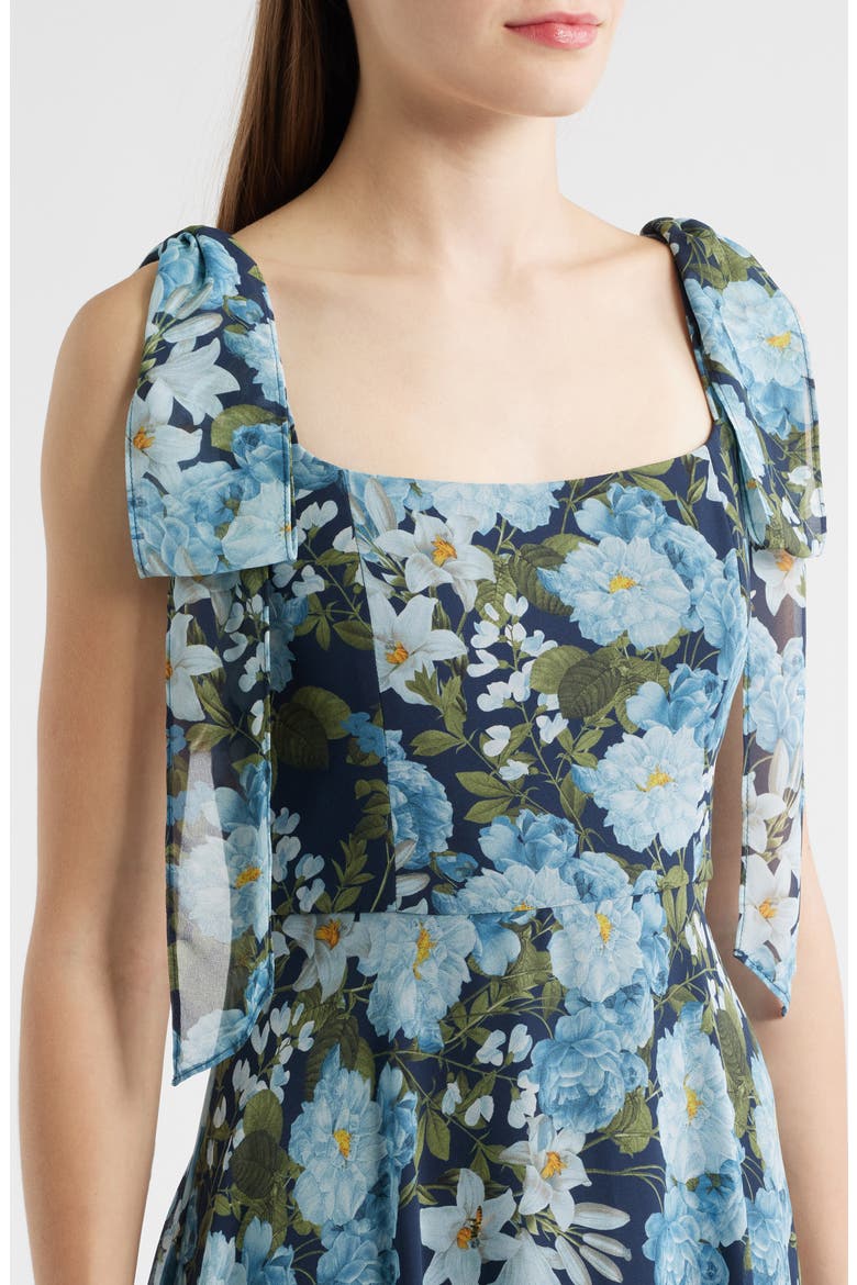 Pearl Floral Chiffon Gown, Alternate, color, PACIFIC BLUE PETALS