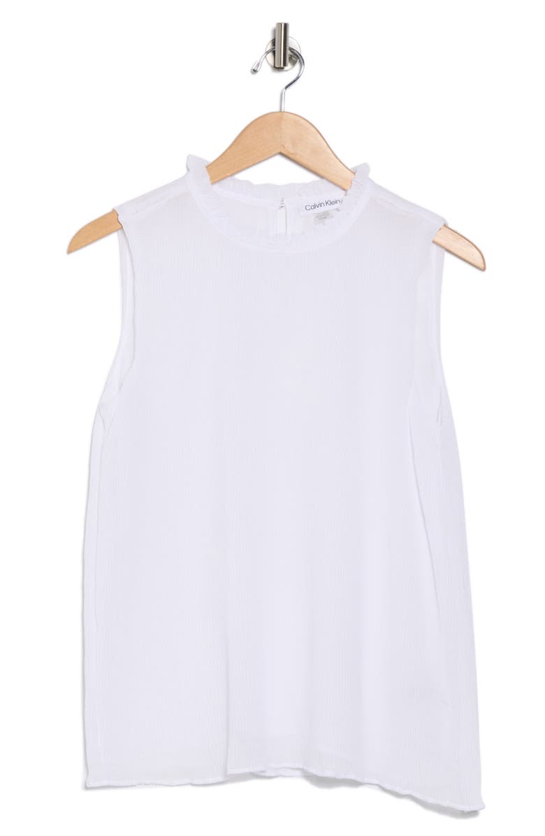 Calvin Klein Pleat Mock Neck Sleeveless Top, Alternate, color, White