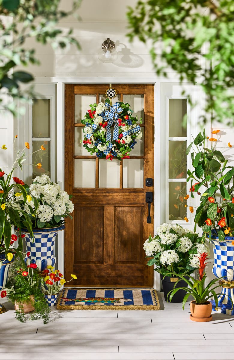 MACKENZIE CHILDS Royal Check Pedestal Urn, Alternate, color, 