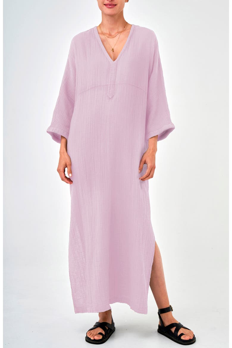 Gauze Arc Seam Caftan, Main, color, Shell Pink