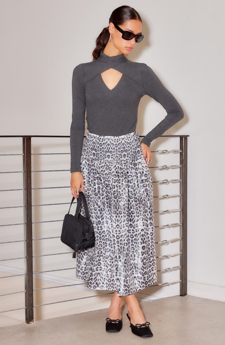 FIFTEEN TWENTY Kari Twist Neck Cutout Rib Top, Alternate, color, Charcoal