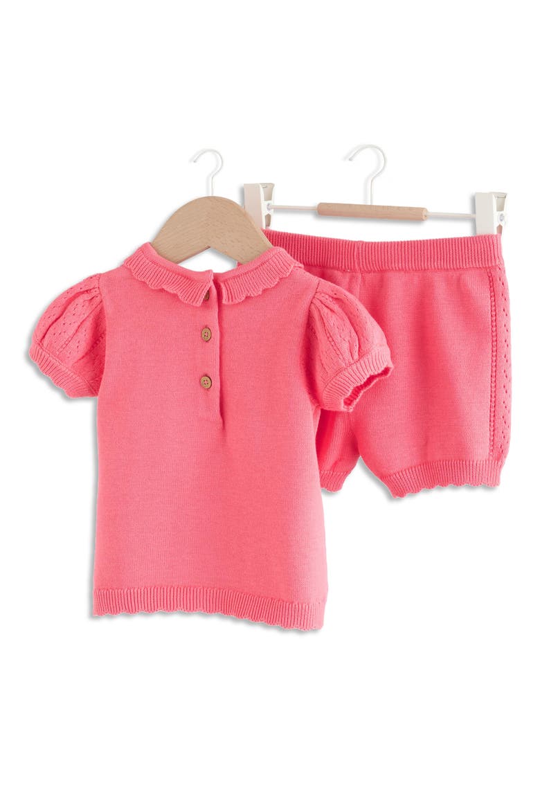 Cotton Pointelle Sweater & Shorts Set, Alternate, color, PINK