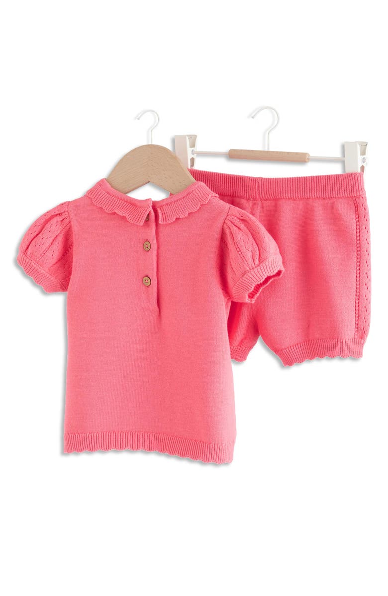 NEXT Cotton Pointelle Sweater & Shorts Set, Alternate, color, Pink