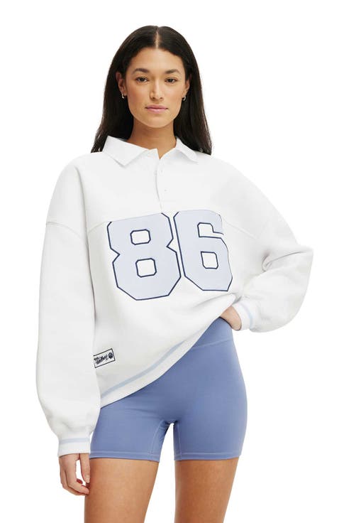 Women's Active Plush Oversized Rugby Sweatshirt