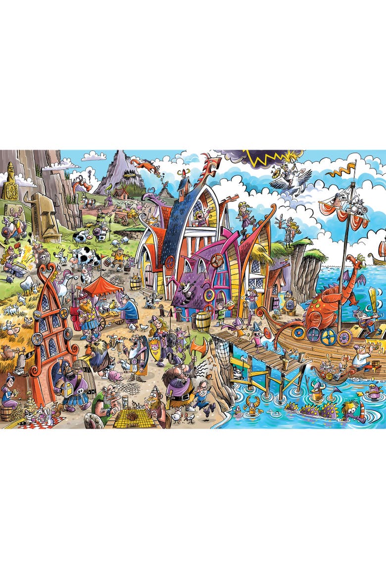 Viking Village 1000 Piece Puzzle Reference Poster Included, Alternate, color, Multicolored