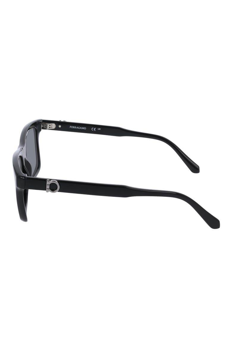 55mm Rectangular Sunglasses, Alternate, color, BLACK
