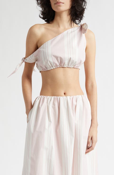 Rosie Stripe Asymmetric Neck Crop Top