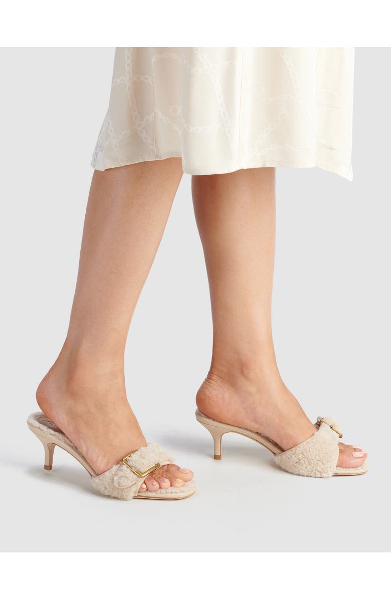 COACH Genuine Shearling Buckle Sandal, Alternate, color,