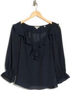 MAX STUDIO Ruffle V-Neck Top