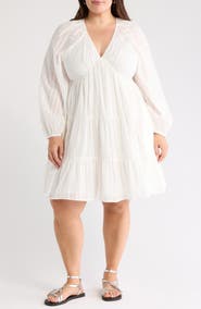 Treasure & Bond Tiered Long Sleeve Babydoll Dress