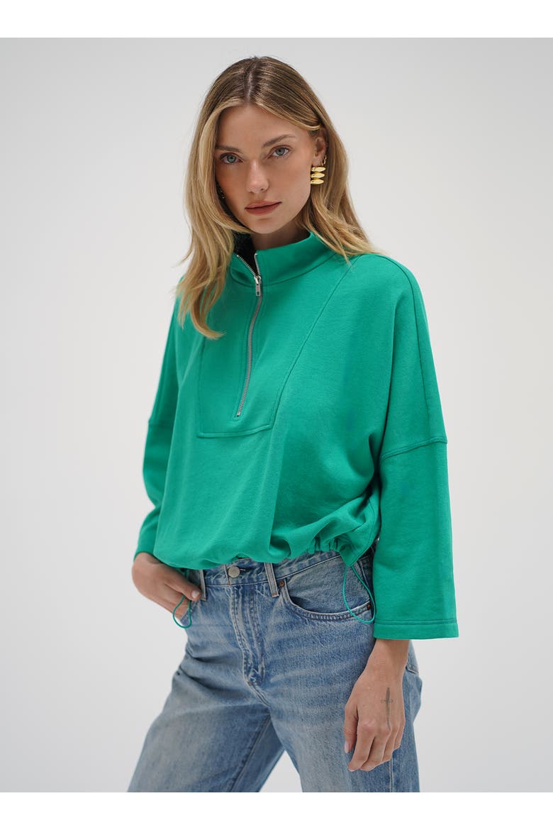 Summer Terry Zip Sweatshirt, Main, color, Holly Green