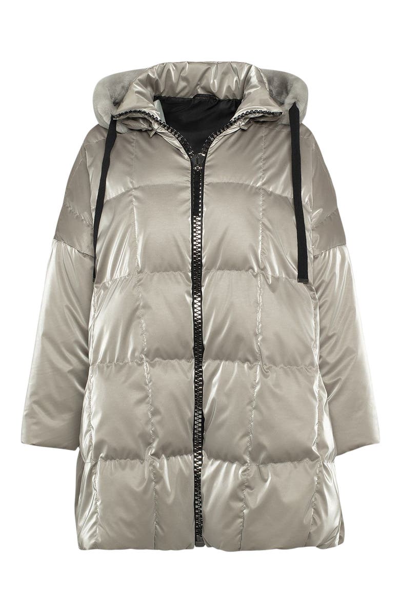 GORSKI Quilted Coat With Shearling Lamb, Alternate, color, Greige