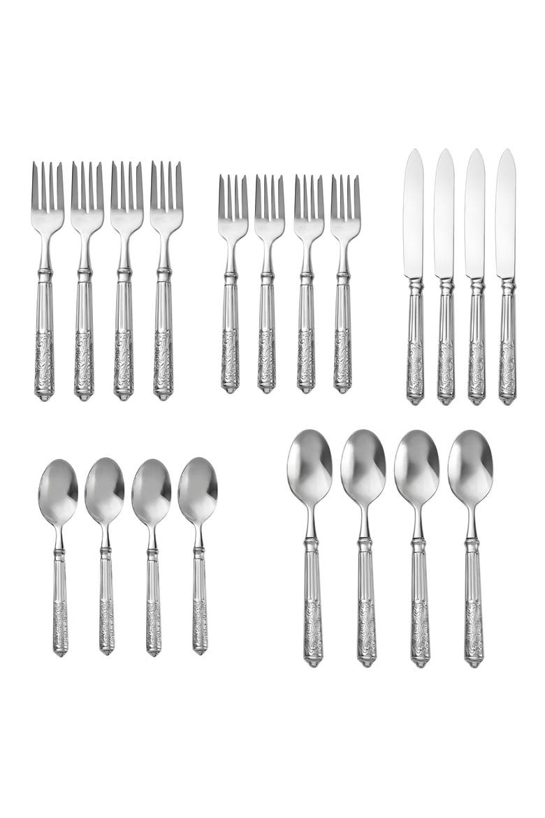 Amalfi 20-Piece Flatware Set, Alternate, color, SILVER