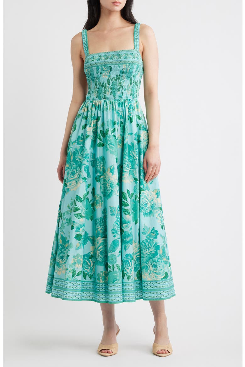 Print Midi Dress, Main, color, MINT