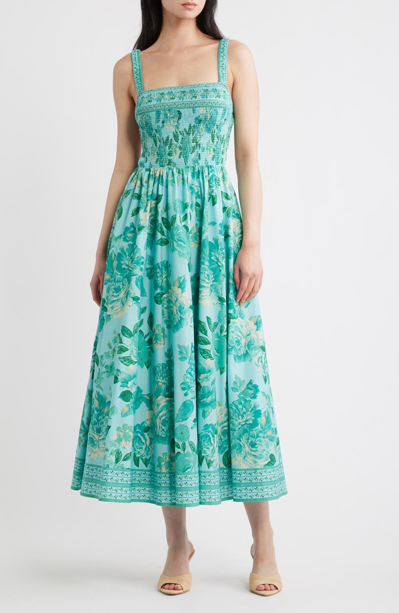 FLYING TOMATO Print Midi Dress, Main, color, Mint