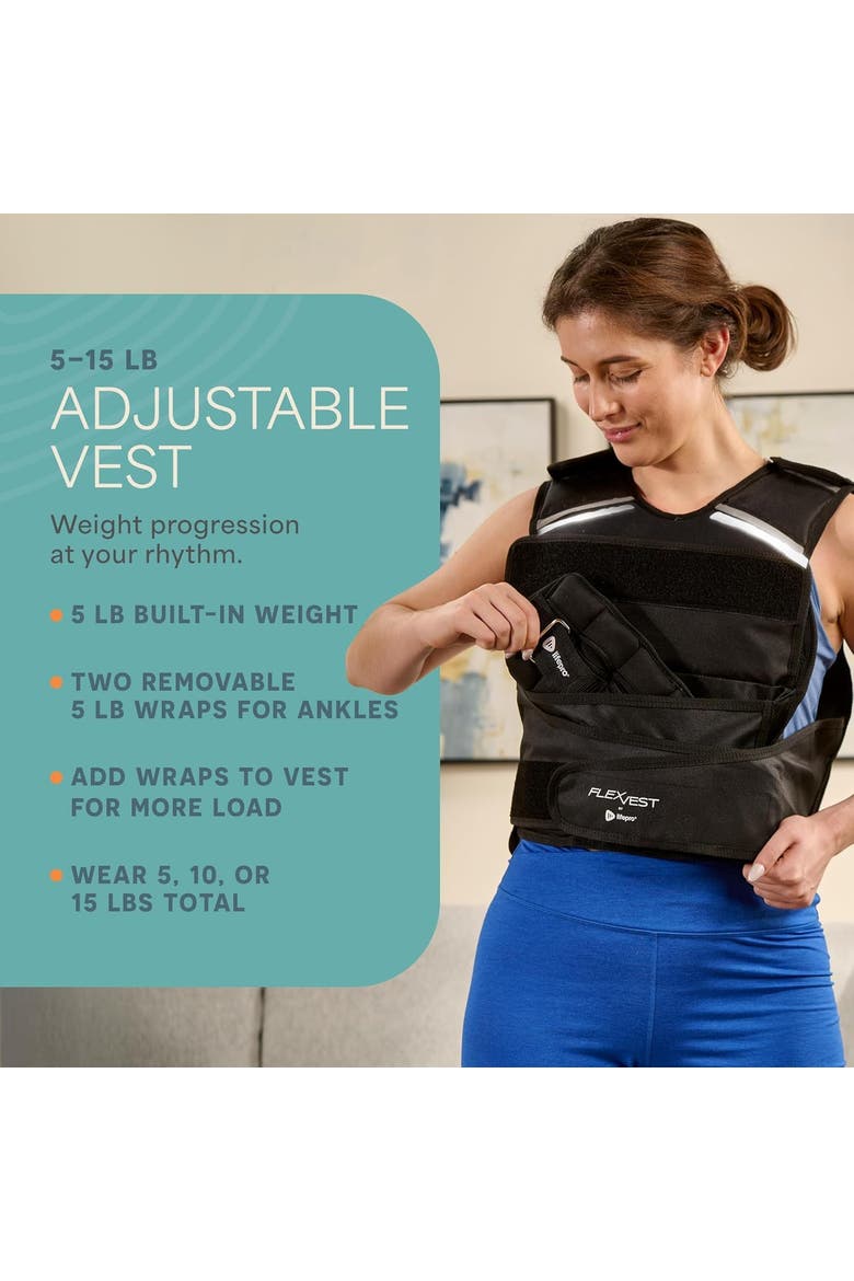 Flexvest Adjustable Weighted Vest for Women & Men 15 or 20 lb Workout Vest for Running, Cardio, Strength Training, Alternate, color, Black for Women