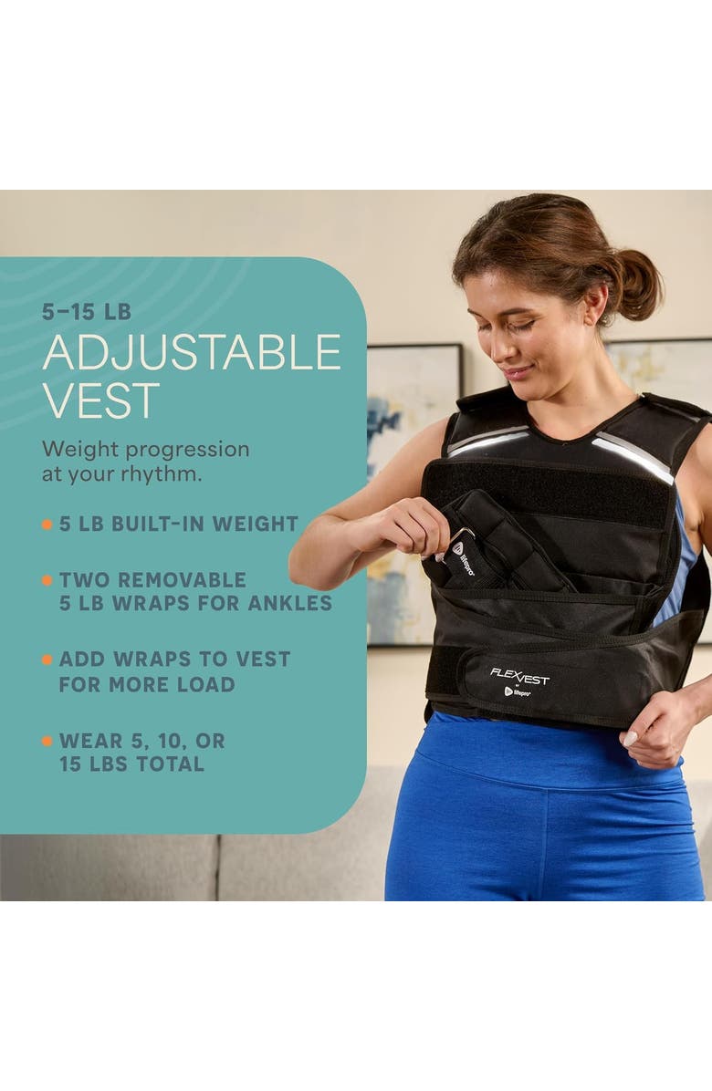 Lifepro Flexvest Adjustable Weighted Vest for Women & Men 15 or 20 lb Workout Vest for Running, Cardio, Strength Training, Alternate, color, Black For Women