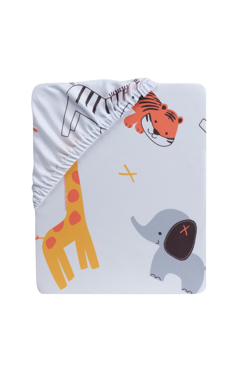 Bedtime Originals Lollipop Jungle Baby Fitted Crib Sheet, Alternate, color, White