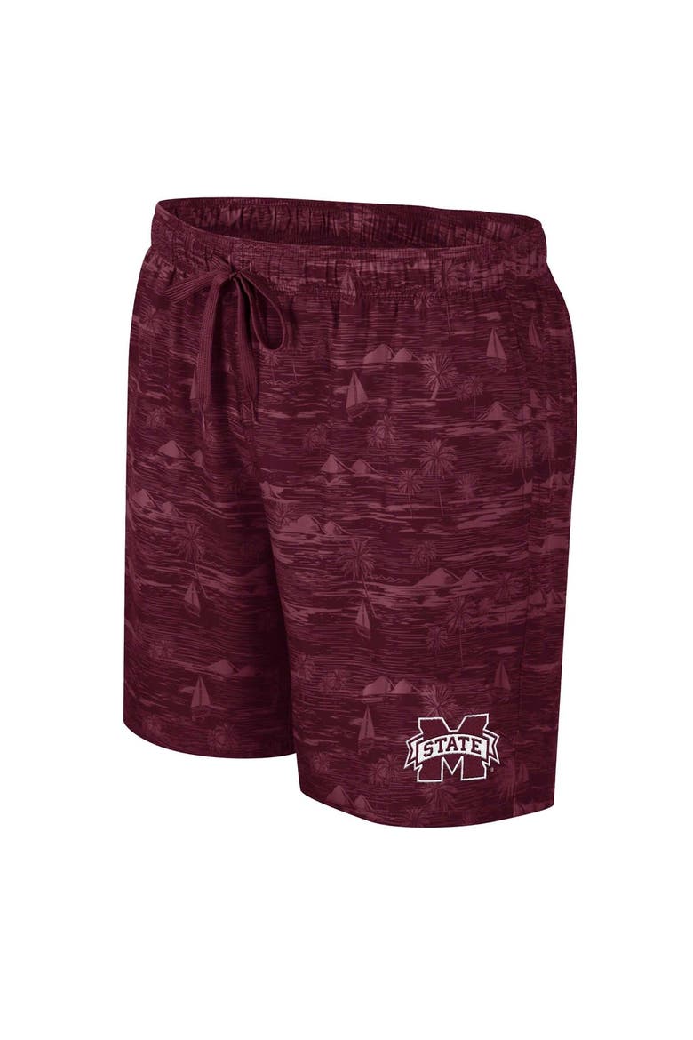 Men's Colosseum Maroon Mississippi State Bulldogs Ozark Swim Shorts, Alternate, color, Maroon