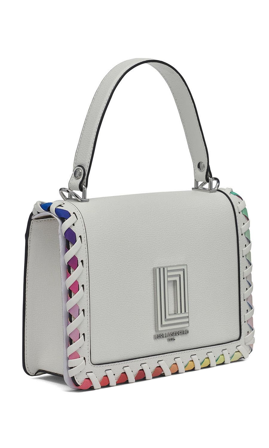 KARL LAGERFELD PARIS Simone Front Flap Crossbody, Alternate, color, Winter White Multi