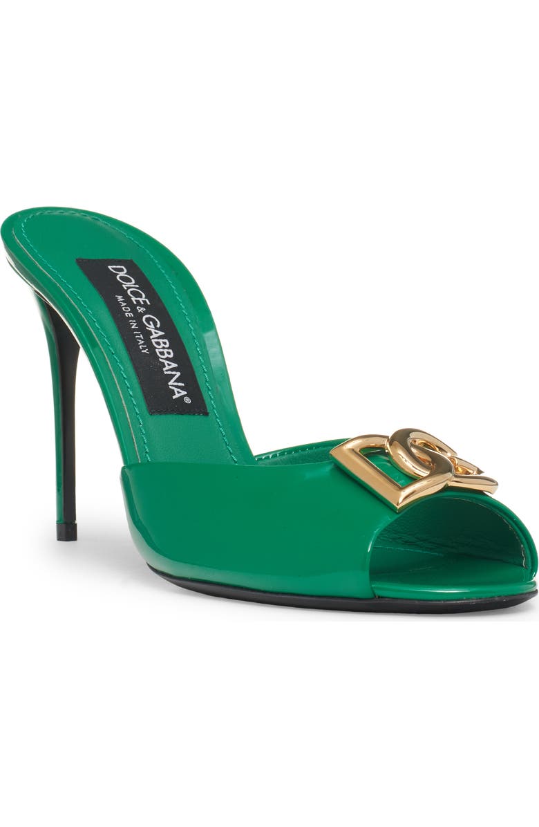Dolce&Gabbana DG Logo Patent Slide Sandal, Main, color,
