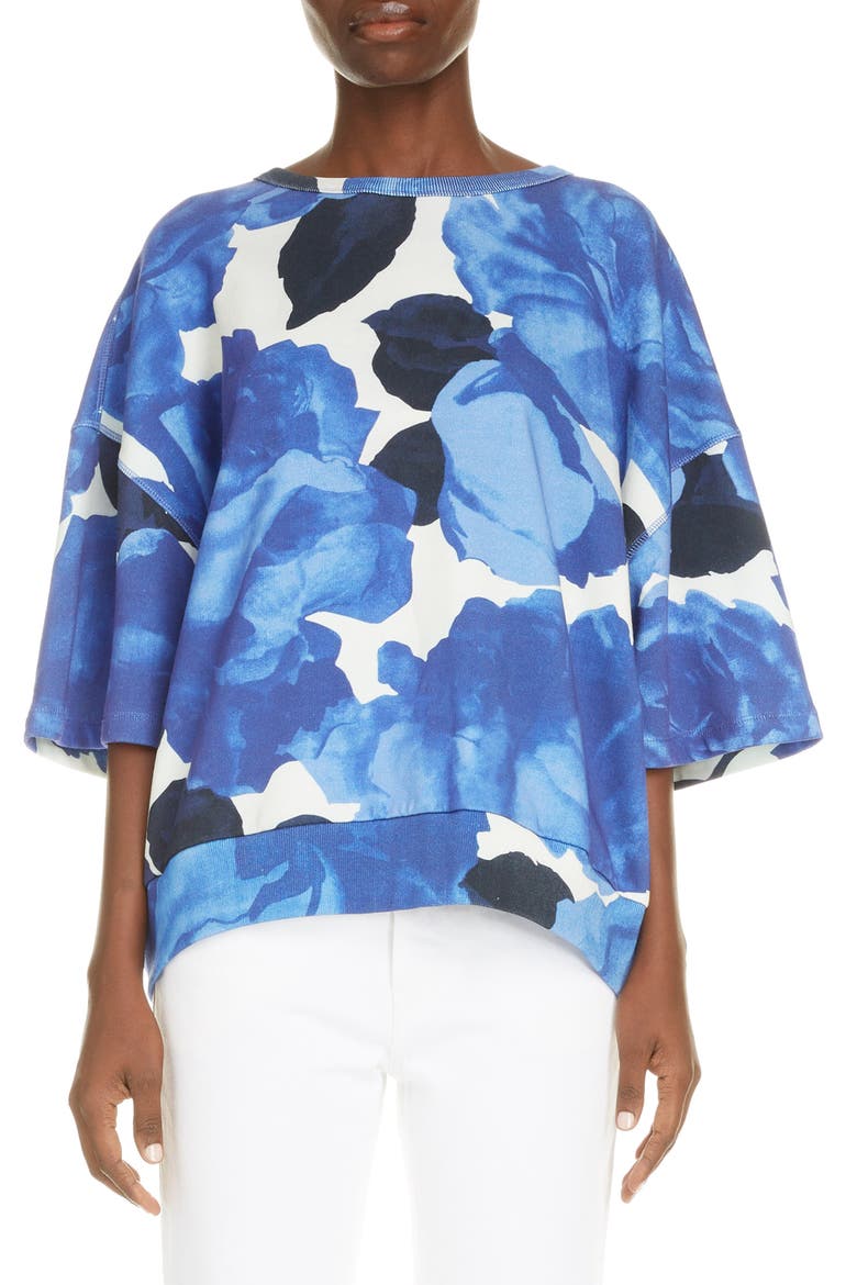 Helovi Floral Cotton Top, Main, color, BLUE