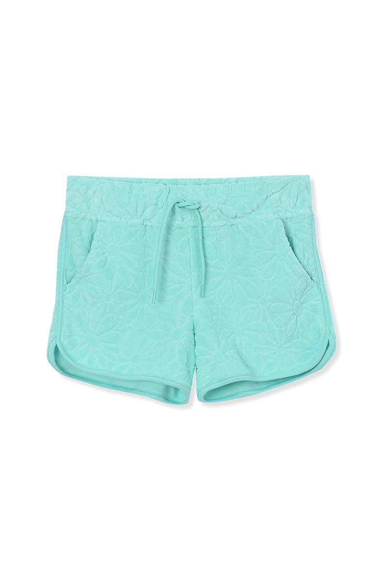 Lands' End Girls French Terry Shorts, Alternate, color, Baja Blue Daisies