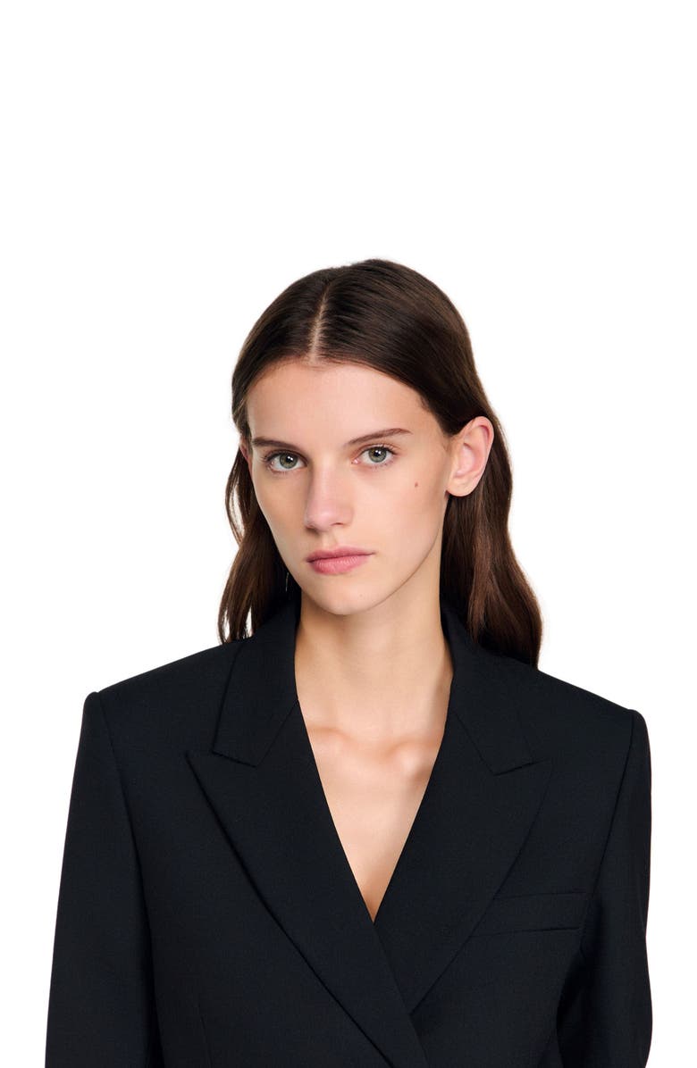 SANDRO Wool slim-fit suit jacket, Alternate, color, Black