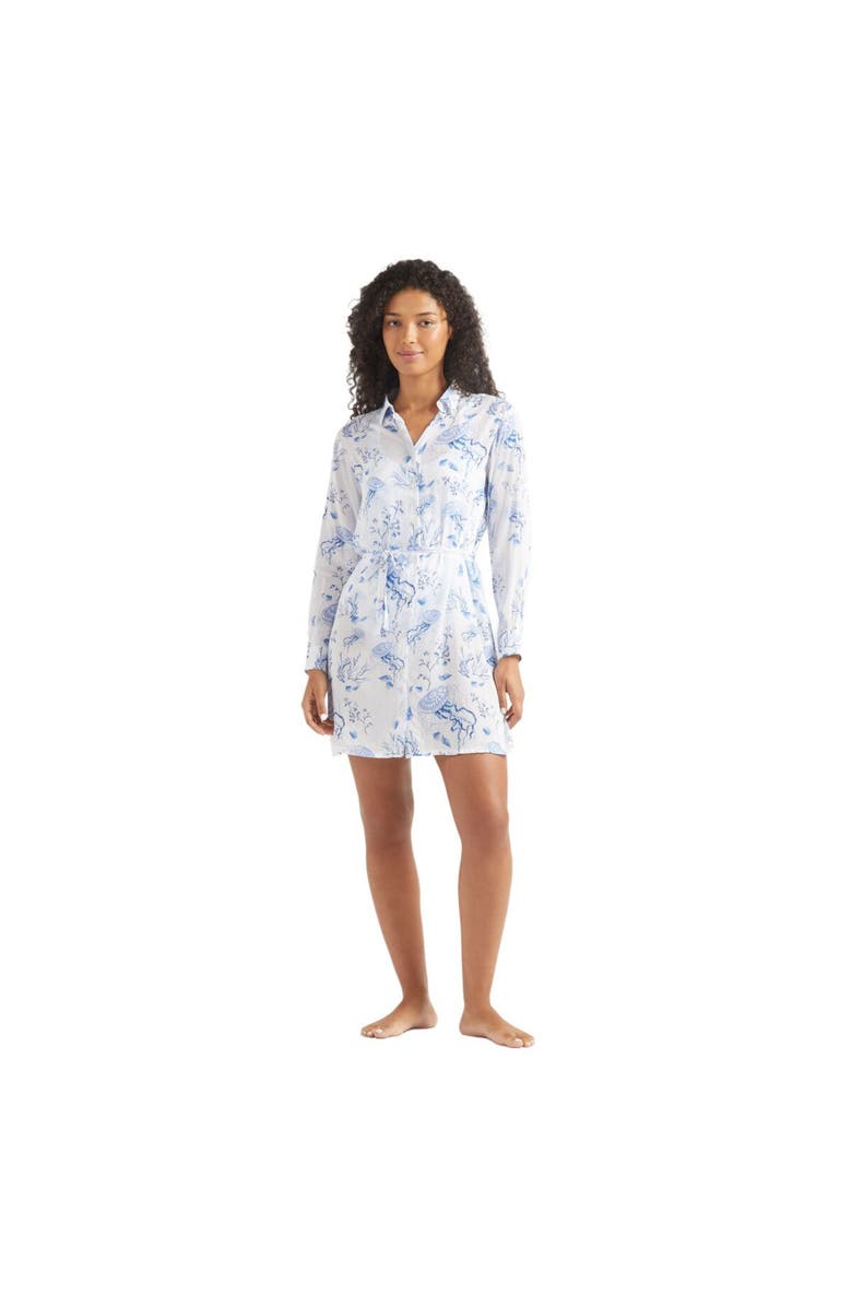 Vilebrequin Viscose Shirt Dress Medusa and Shells, Alternate, color,