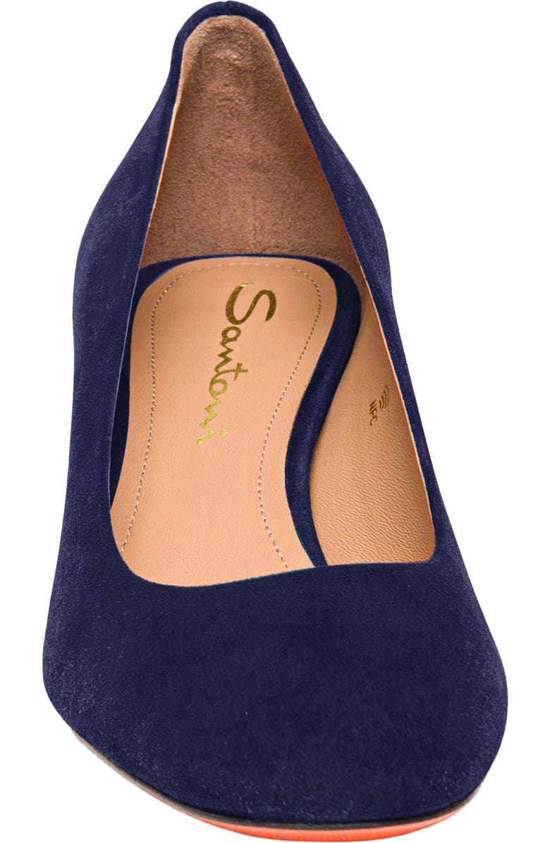 Santoni Women's suede low-heel pump, Alternate, color, Blue