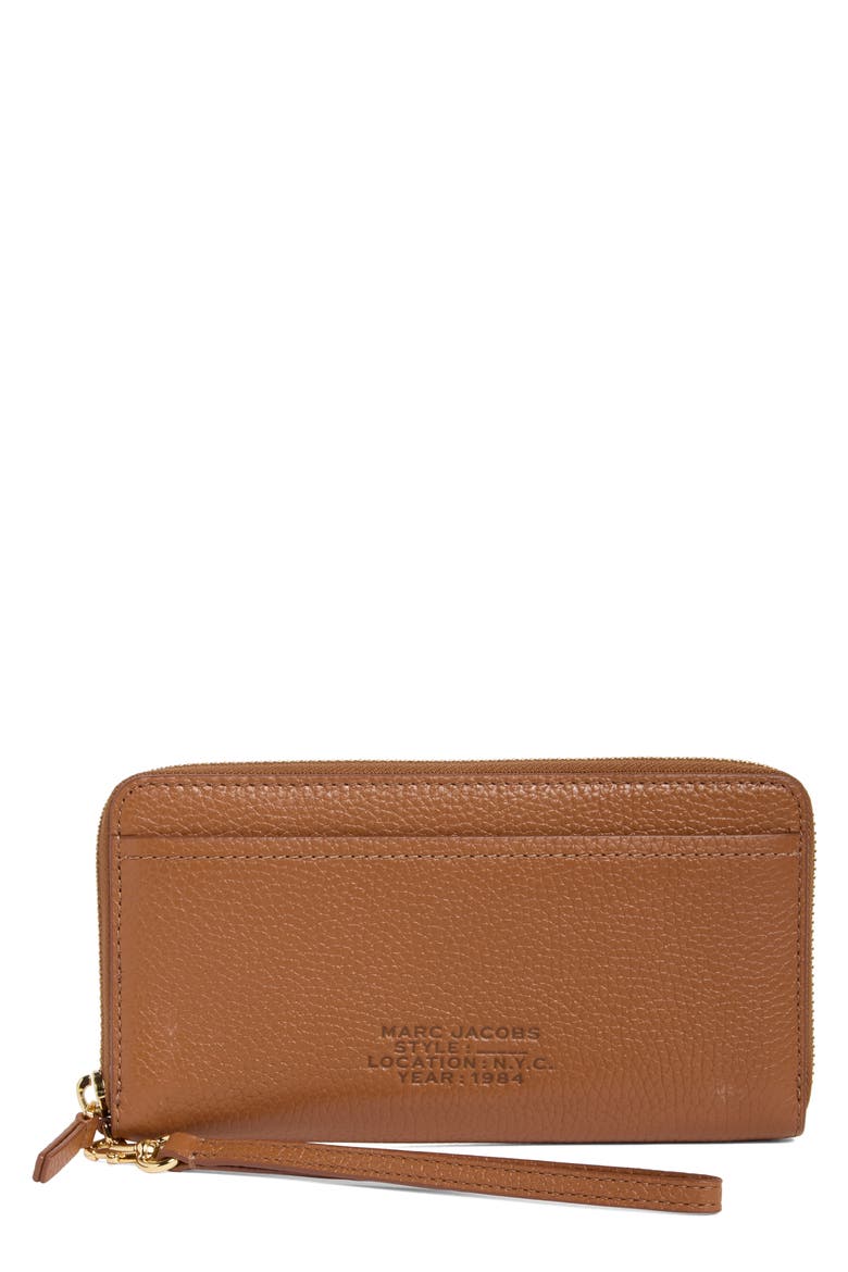 The Continental Leather Wristlet, Main, color, ARGAN OIL