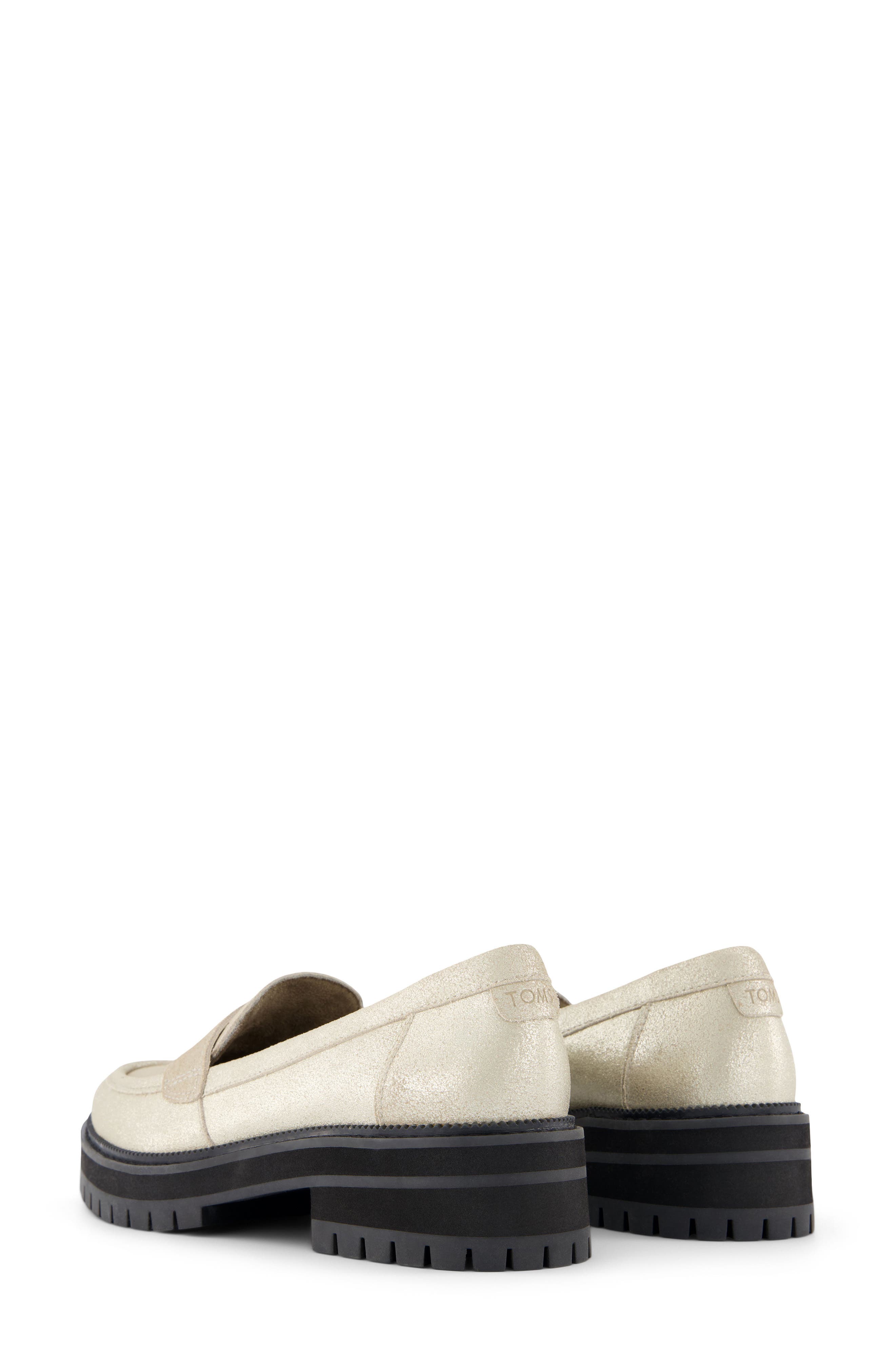 TOMS Cara Platform Penny Loafer, Alternate, color, Silver