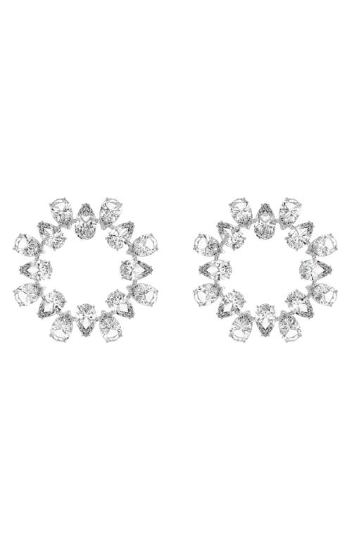 Swarovski Matrix Cubic Zirconia Frontal Hoop Earrings In Metallic