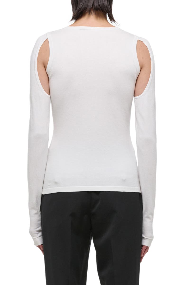 Helmut Lang Cotton Shoulder Cutout Sweater, Alternate, color, Optic White