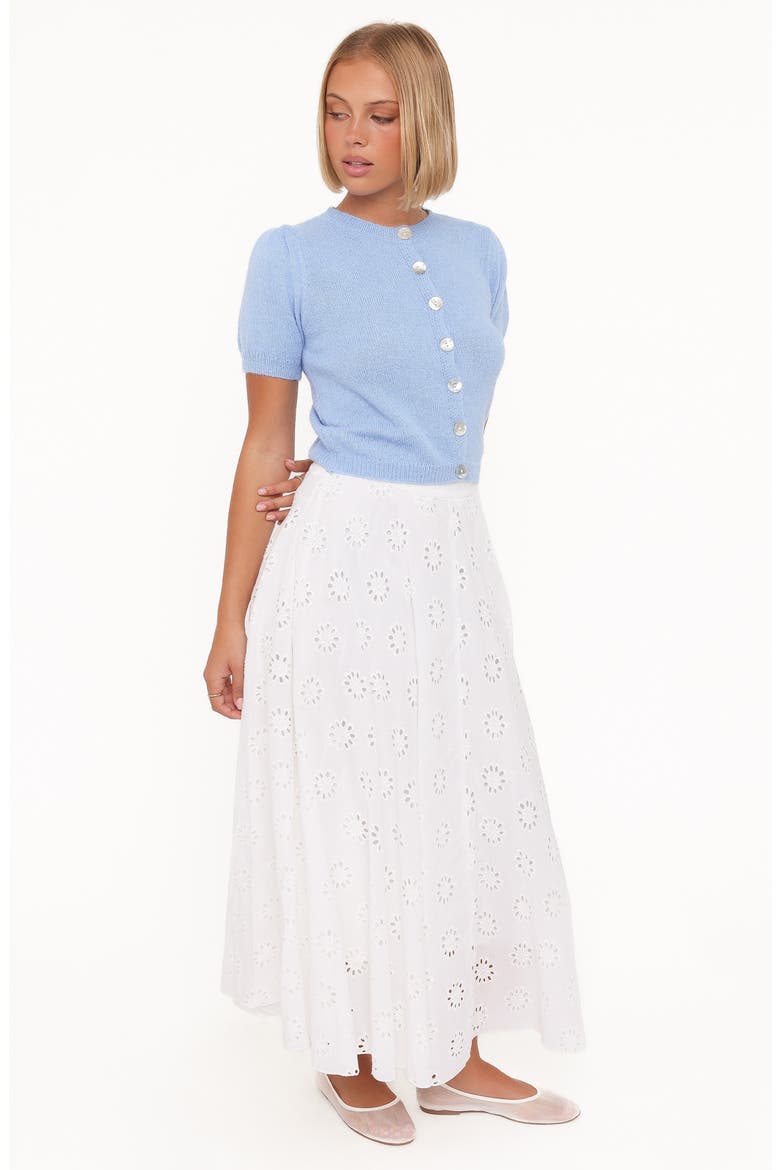 Varia Eyelet Cotton Maxi Skirt, Alternate, color, WHITE