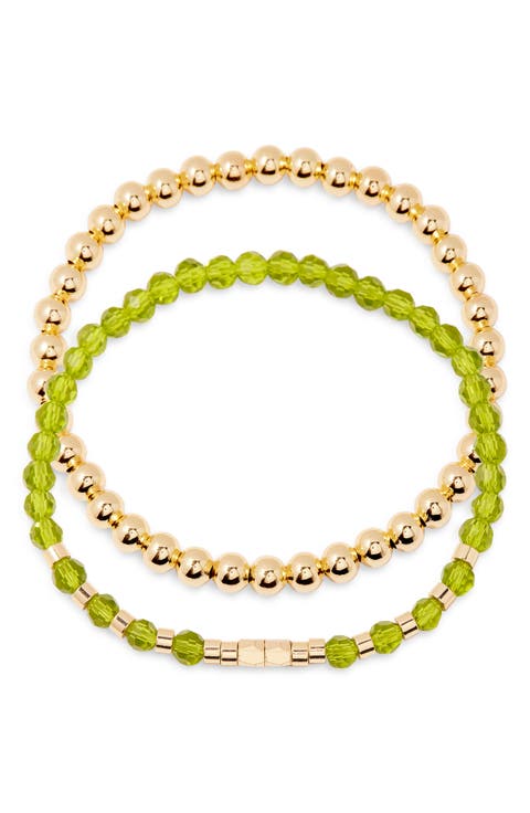 Makenna Set of 2 Birthstone Beaded Stretch Bracelets