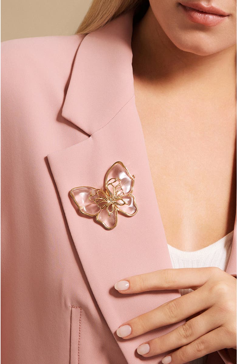 RC RETRO CHIC Butterfly Serenade Brooch, Alternate, color, Gold & White