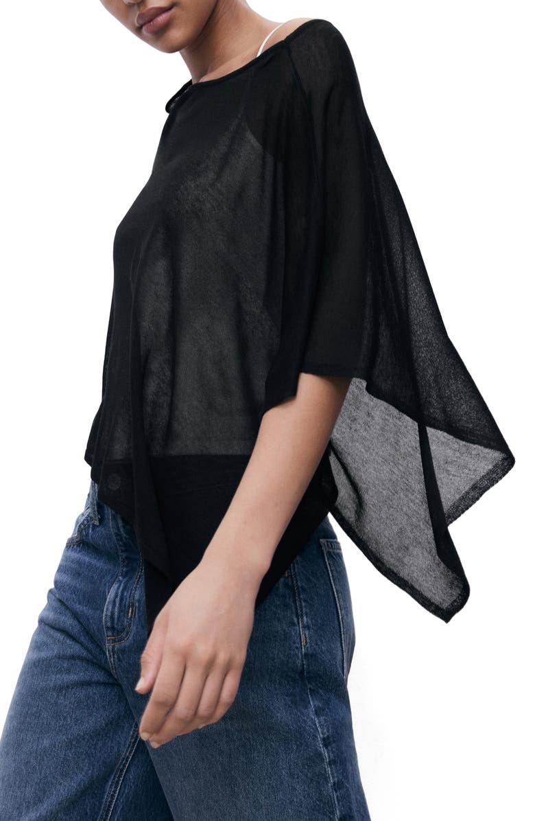 MANGO Asymmetric Knit Cape, Alternate, color, 