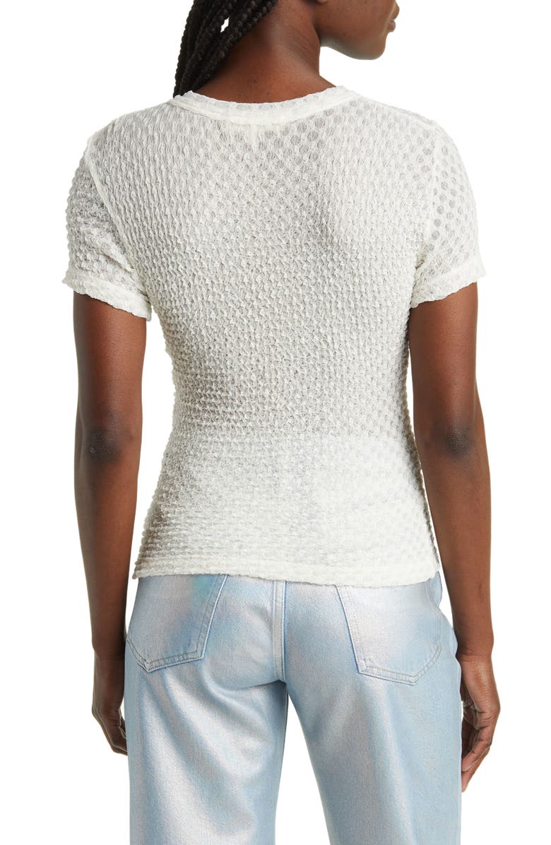 FRAME Textured Semisheer Mesh T-Shirt, Alternate, color, Off White