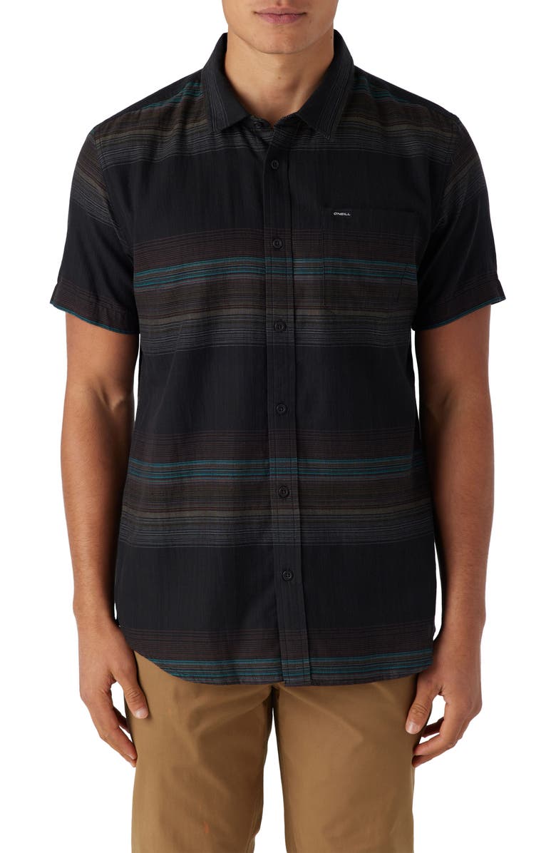O'Neill Seafaring Stripes Short Sleeve Button-Up Shirt, Main, color, 