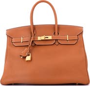 Pre-Owned Hermes Birkin Handbag Brown Togo with Gold Hardware 35