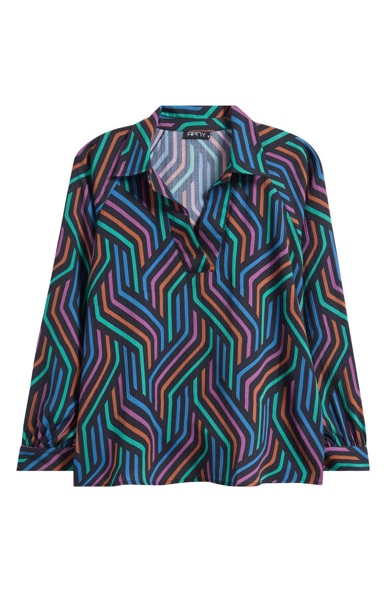 APNY Print Split Neck Top, Main, color, Black Multi